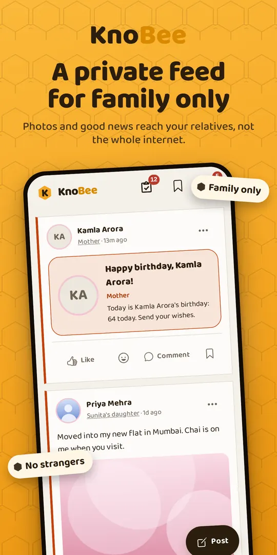 KnoBee की फ़ीड: सिर्फ़ परिवार के लिए